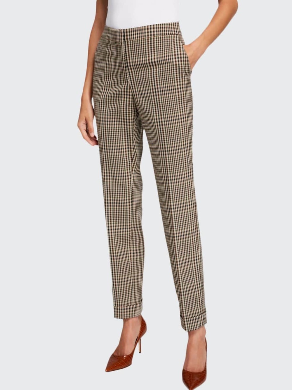 NWT Lafayette 148 Clinton Heritage Plaid Cuffed Pants Sz 6